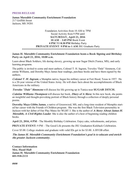 JM Community April Flyer